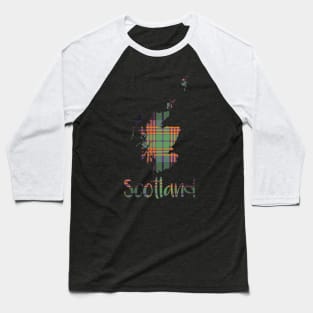 Scotland Halloween Coloured Tartan Map Typography Design Baseball T-Shirt